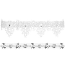 6Pcs Wedding Bride Garters White Elastic Lace with Rhinestone Crystal