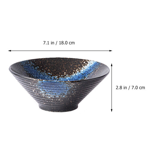 1Pc Black Ceramic Bowl Creative Noodle Bowl for Soup Salad Serving 1