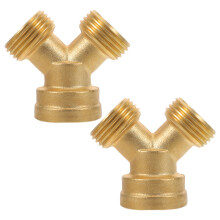 2Pcs Heavy Duty Brass Y Valve for Garden Hose Dual Water Line Control