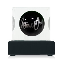 Steve Davis Signed Black Snooker Ball. Display Case