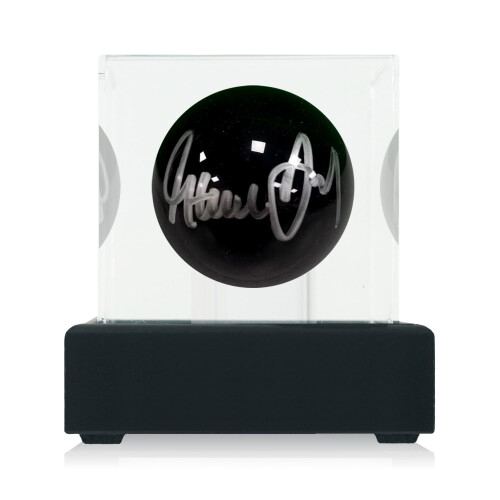 Steve Davis Signed Black Snooker Ball. Display Case