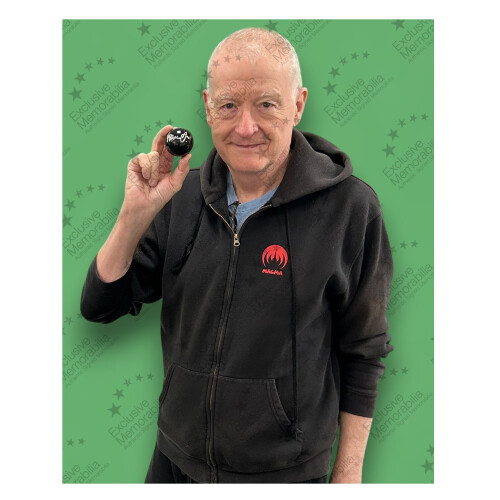 Steve Davis Signed Black Snooker Ball. Display Case With Plaque 2
