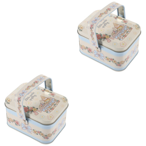2Pcs Multi Color Tinplate Candy Storage Box Small Portable Gift Box