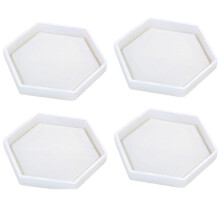 4 Pack Hexagon Silicone Coaster Molds Silicone Resin Mold, Clear Epoxy Molds For Casting With Resin, Concrete, Cement And Polymer Clay