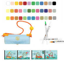 1 Set Double End Art Markers With Roll Up Storage Case-2 2