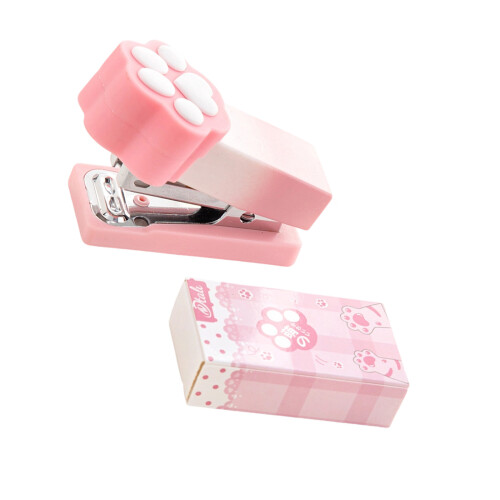Small Plastic Cats Paws Stapler Strong Construction Tiny-Pink