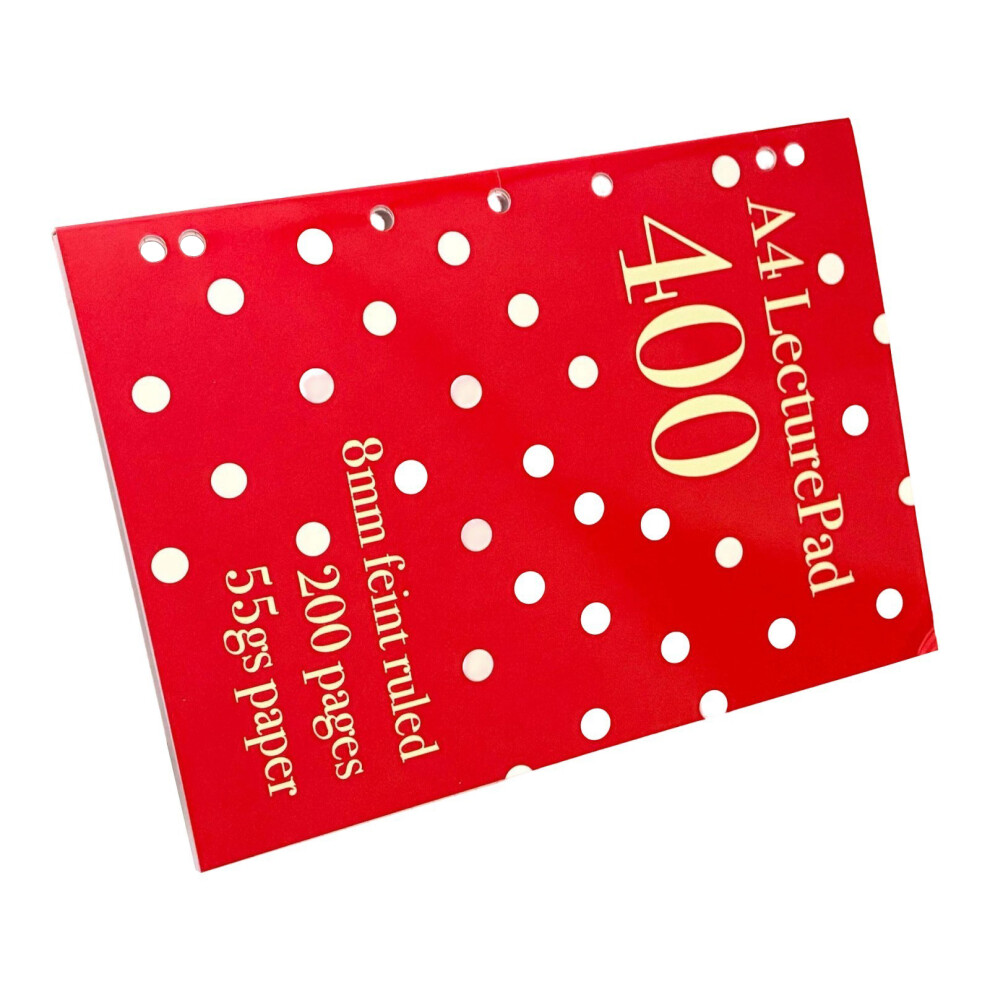 Smooth Writing A4 Lined Notebook Colorful Polkas Dot Thin- Red 7627001385696