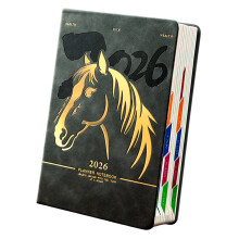 2026 Day Planner 400 Pages PU Daily Journal 2026 Academic-black