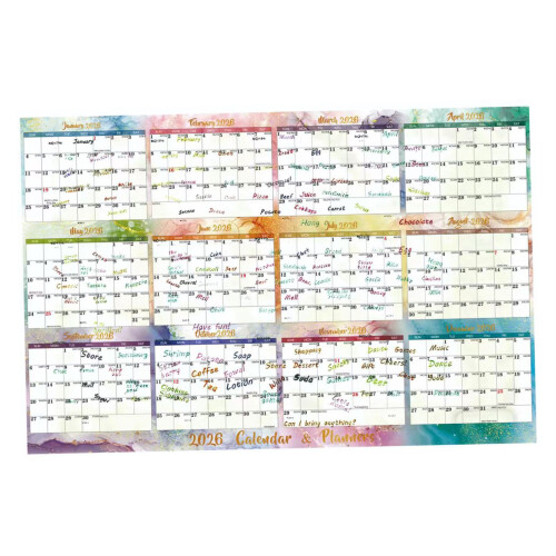 Wandkalender 2026, Jahresplaner, doppelseitig, löschbar,