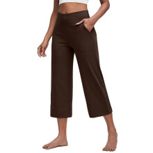Women Soft High Waist Work Trousers Business Casual-Brown XXL