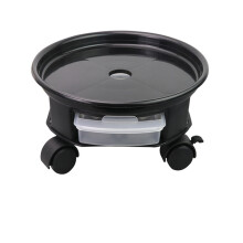 Plastic Rolling Plant Bracket With Caster Round Metal Flower-1