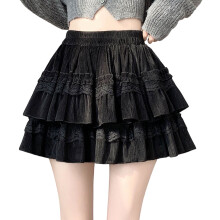 Multipurpose Pleated Tiered Skirt Women's High Waist-Black