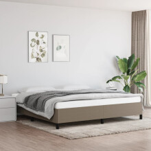 vidaXL sengestel uden madras, taupe, 200x200 cm, betrukket med stof
