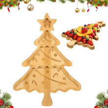 Plateau Snack Noël Sapin Bambou Clair Pour Dîner Familial