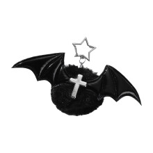 Stylish Goth Girl Accessory Plush Bat Keyring For-Black