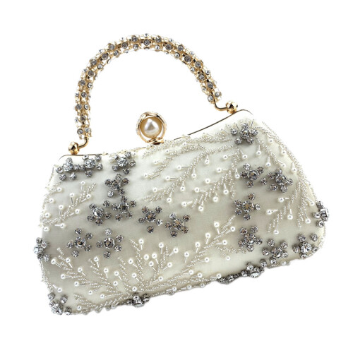 Stylish Glittering Beaded Evening Bag with Unique Shell-Gold