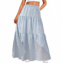 Trendy Vacation Outfits Long Skirts for Women Maxi-Sky Blue S