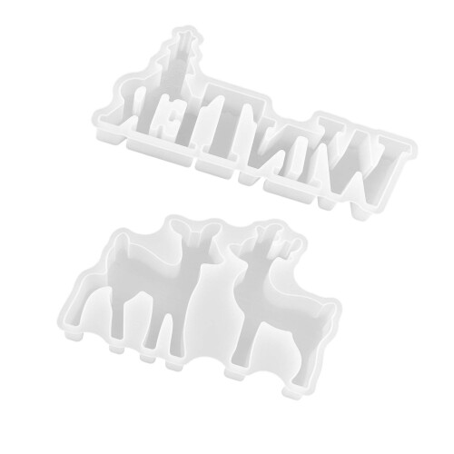 Le silicone de forme de cerf de lettrage d'hiver moule le-C