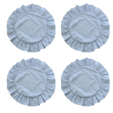 Decorative Dining Placemat With Lace Trim For-Sky Blue 4 pieces