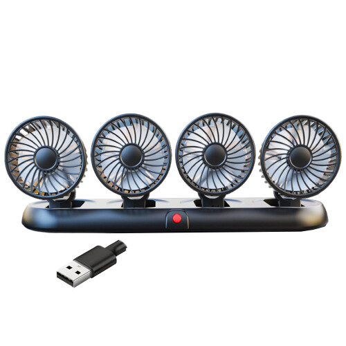 Auto 4-kopsventilator met 360 graden verstelbare basis en-Wit
