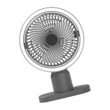 Kleine elektrische tafelventilator met 1200 mAh-Grijs licht