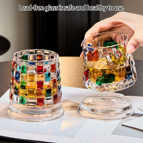 Hand Painted Rotating Whiskeys Glasses With 360 Degree-1 1