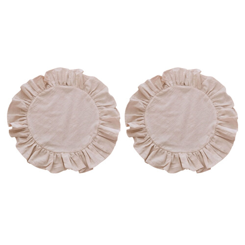 Polycotton Round Placemat For Dining Table-apricot 2 pieces