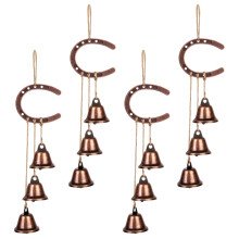Set of 4 Antique Metal Horseshoe Wind Chimes Bells Producing