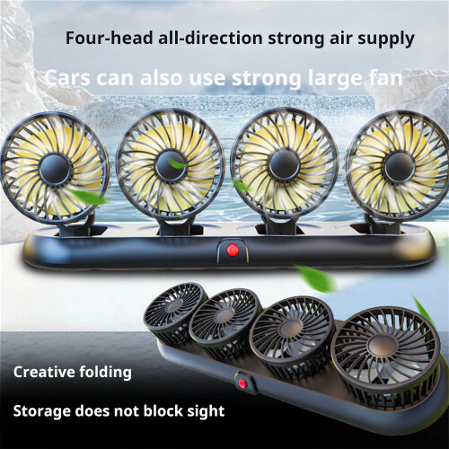 Draagbare USB-aangedreven ventilator met 4 koppen en 3-Geel 2