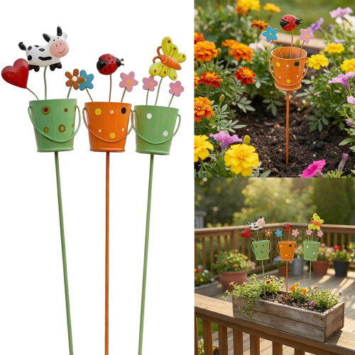 Modern Flower Pot Stands Decorative Stakes-Threepiece bucket 2
