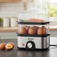Quest 2 Tier Egg Cooker 8 Egg Boiler Stainless Steel Poacher Steamer