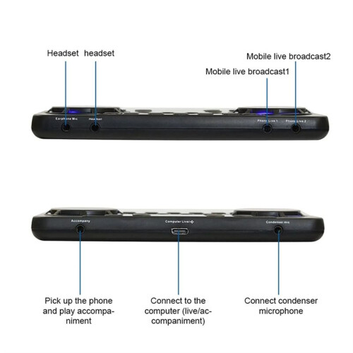 V300 Pro Sound Card -Compatible Audio Interface Mixer DJ Digital Effect Noise Reduction Console USB Record 1