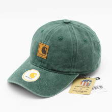 (Green)Waterwashed Adjustable Cotton Dad Hat With Curved Brim For Street Style