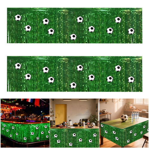 2pcs Soccer Themed Table Coverings With Cutout Designs-two sets 2