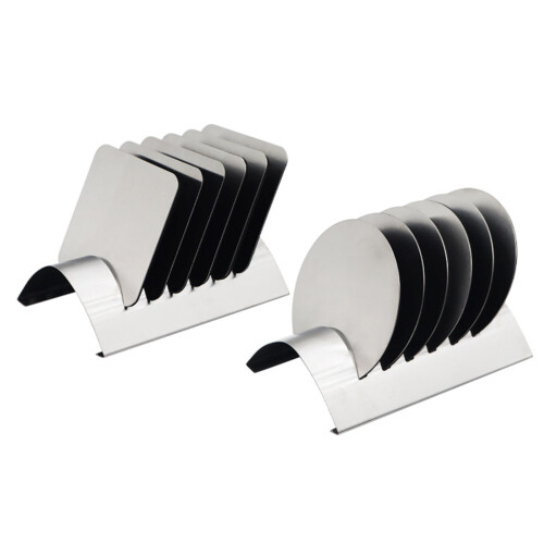 6Pcs Metal Cup Pad Beverage Drink Coasters with Storage-4 2