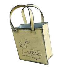 Rusty Metal Flower Basket With Carrying Handle Portable-Yellow