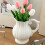 White Ceramic Jugs Vases With Pumpkin Texture And Handle 6