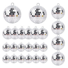 24 Pcs Mirror Disco  Hanging, Glass Disco  Decor, Disco Party Decorations, for Holiday Party Decor with Rope