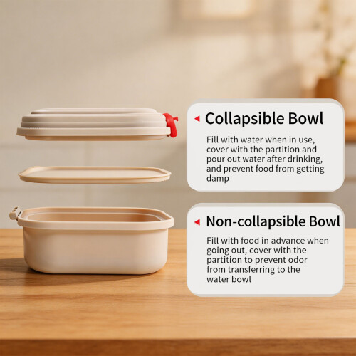 Double Compartment Transportable Dish For animals Holds 400ml 1