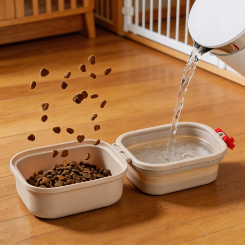 Double Compartment Transportable Dish For animals Holds 400ml 2