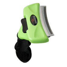 Pet Deshedding Tool Stainless Steel Grooming Brush-Green