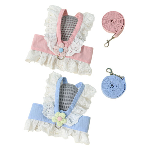 Comfortable Rabbit Walking Harness And Rope Adjustable-Pink L 1