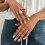 Elegantes Ringset mit rosa Blumendesign, Legierungsmaterial, 7