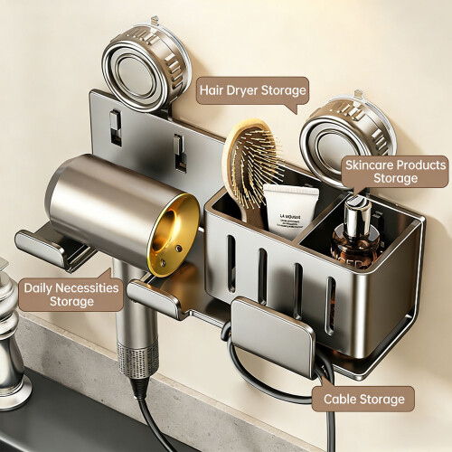 Durability Nonslip Blow Dryer Holder Space Saving-Dark Grey 1 2