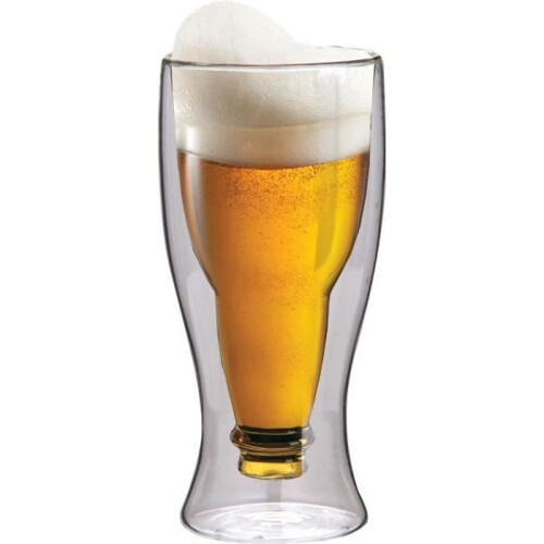 Maxxo bicchiere da birra a doppia parete 21 cm trasparente
