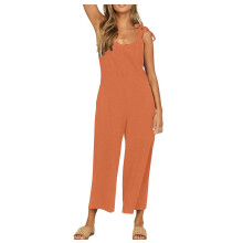 Women's casual loose-fitting long overalls,-Orange XXXL