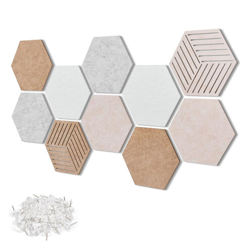 8/10pcs Modern Hexagon Cork Board with Pushpins Adhesive for-B