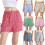 Breathable Casual Plaids Shorts Polyester And Elastic-Pink S 2