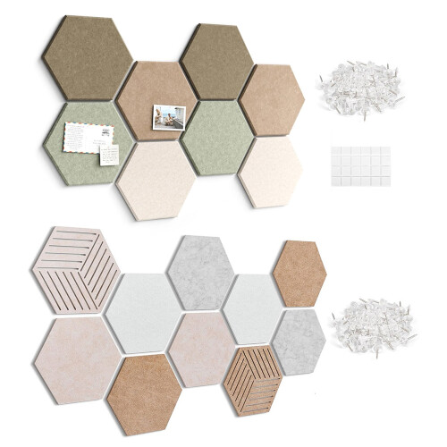 Hexagon Felt Board with Pushpins And Adhesive for Office Home-A 1