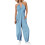 Women's  Diving Backless Sleeveless Pleated Long-Light Blue M 1